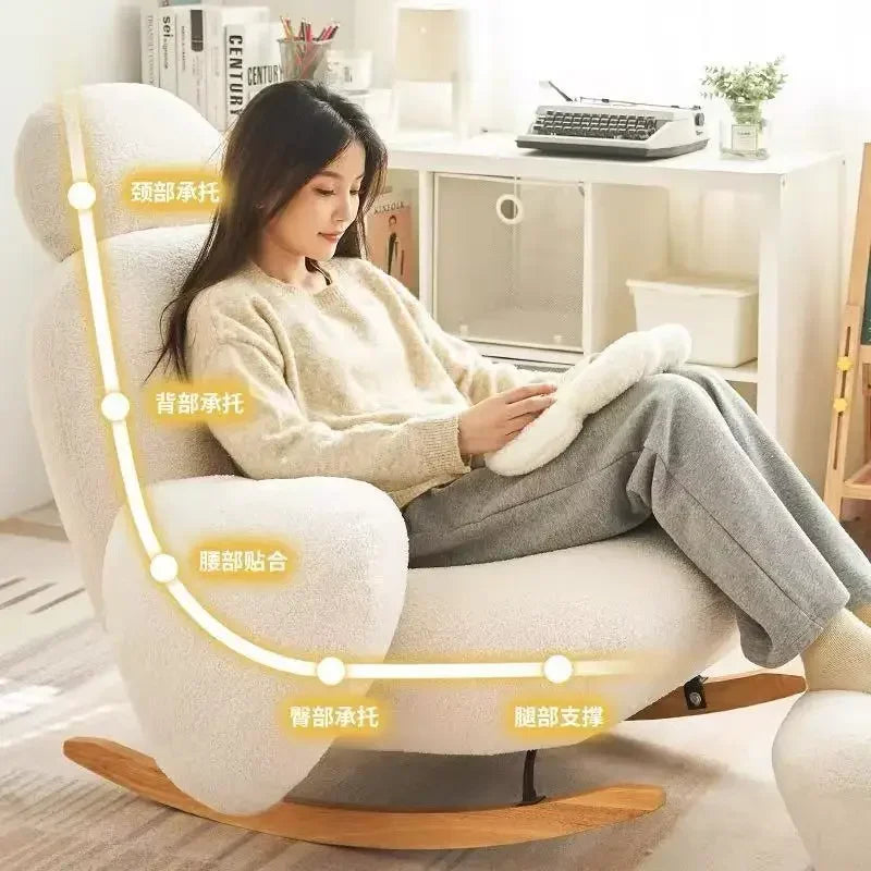 Home Cream Style Living Room Balcony Leisure Lazy Sofa, Light Luxury Bedroom Recliner, Nordic Rocking Chair, Housewarming Gift