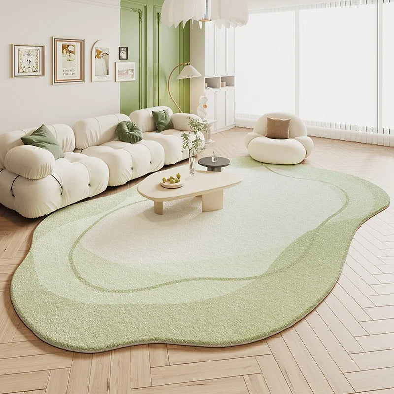 Green Cream Rugs for Bedroom Large Area Living Room Decoration Irregular Shape Carpet Soft Fluffy Lounge Rug Anti-slip Study Mat