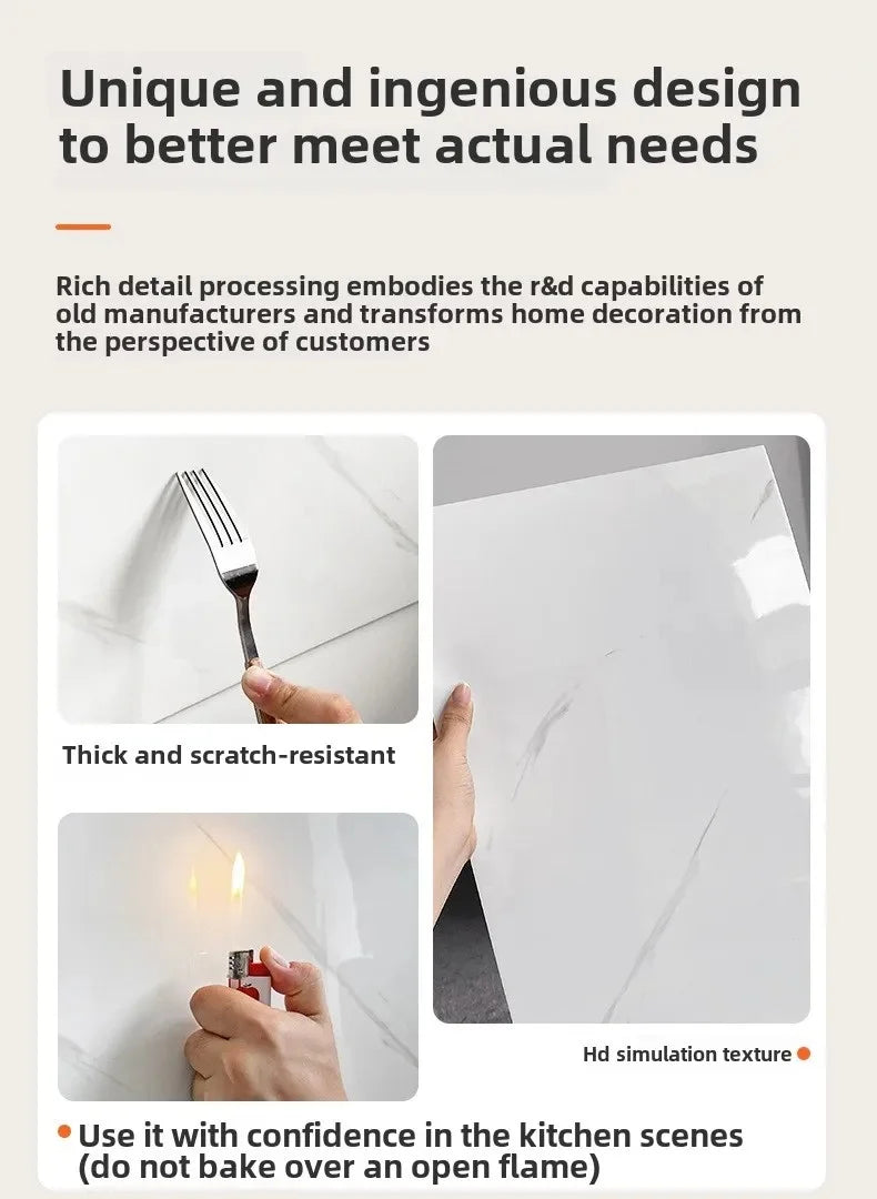 Background Decoration Glossy Anti-marble Texture Wall Stickers Moisture-proof Waterproof Self-adhesive Stickers PVC Foam Decals