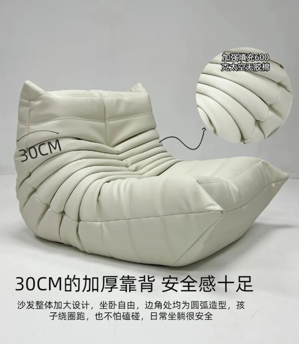 Fashion freehand space original first layer cowhide three-person Italian minimalist Togo caterpillar lazy sofa