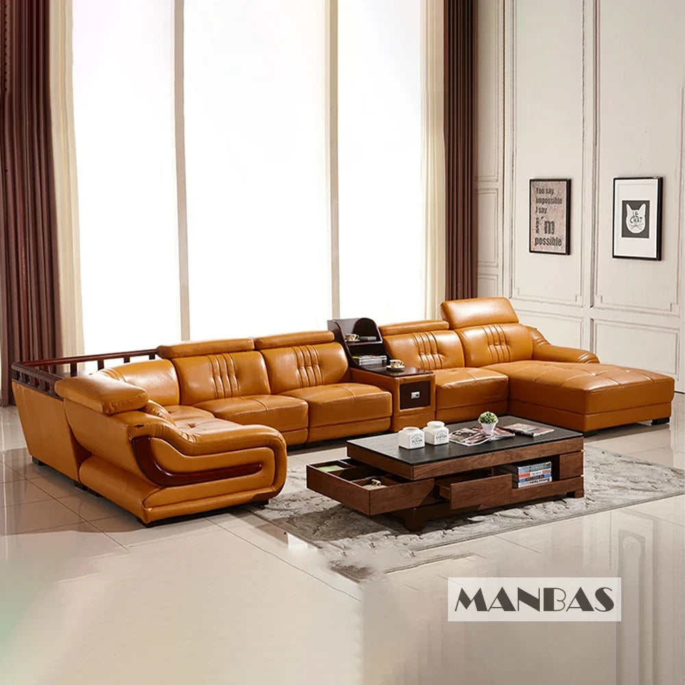 Linlamlim Premium Italian Genuine Leather Sofa Set Big Sectional Couch Living Room Sofas With Adjustable Headrest Home Furniture