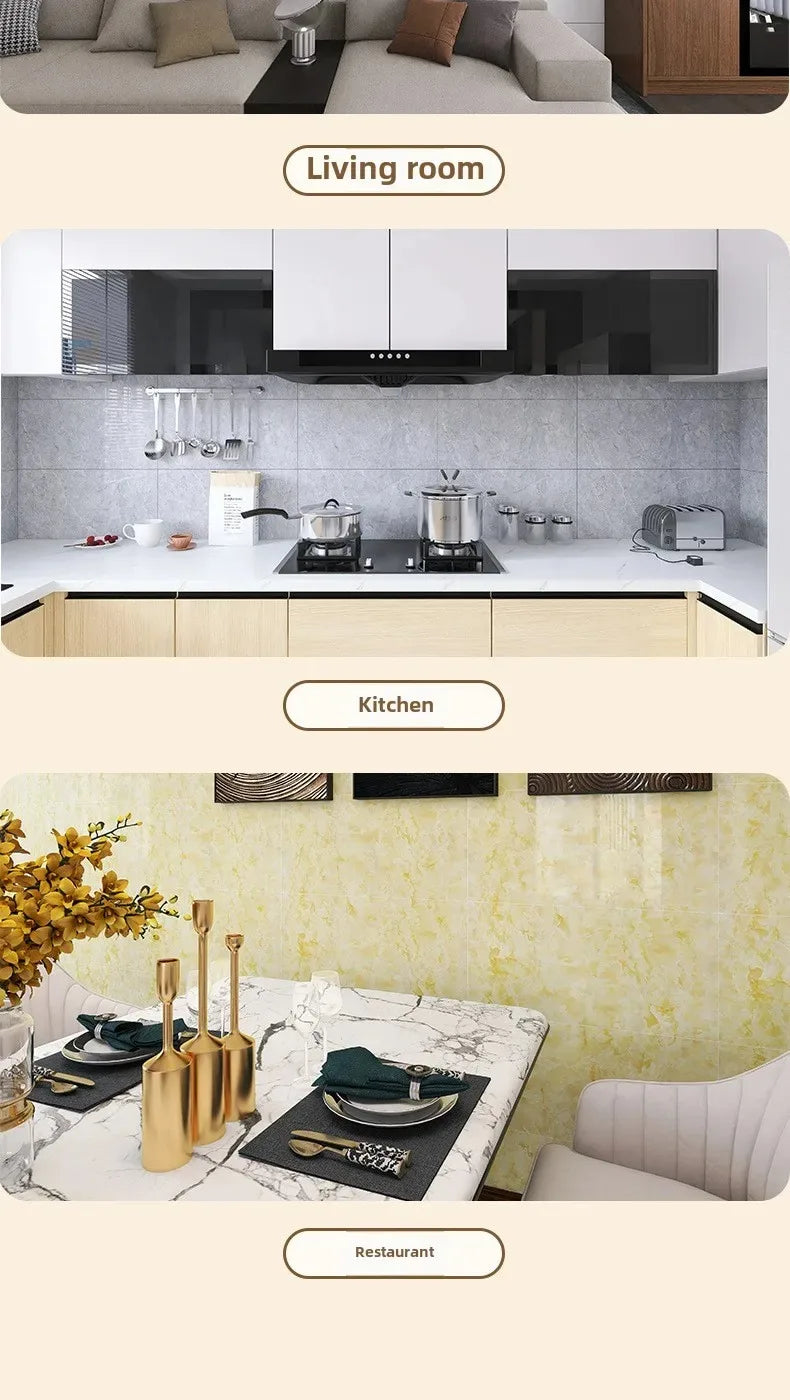 Background Decoration Glossy Anti-marble Texture Wall Stickers Moisture-proof Waterproof Self-adhesive Stickers PVC Foam Decals