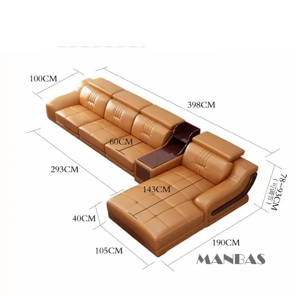 Linlamlim Premium Italian Genuine Leather Sofa Set Big Sectional Couch Living Room Sofas With Adjustable Headrest Home Furniture