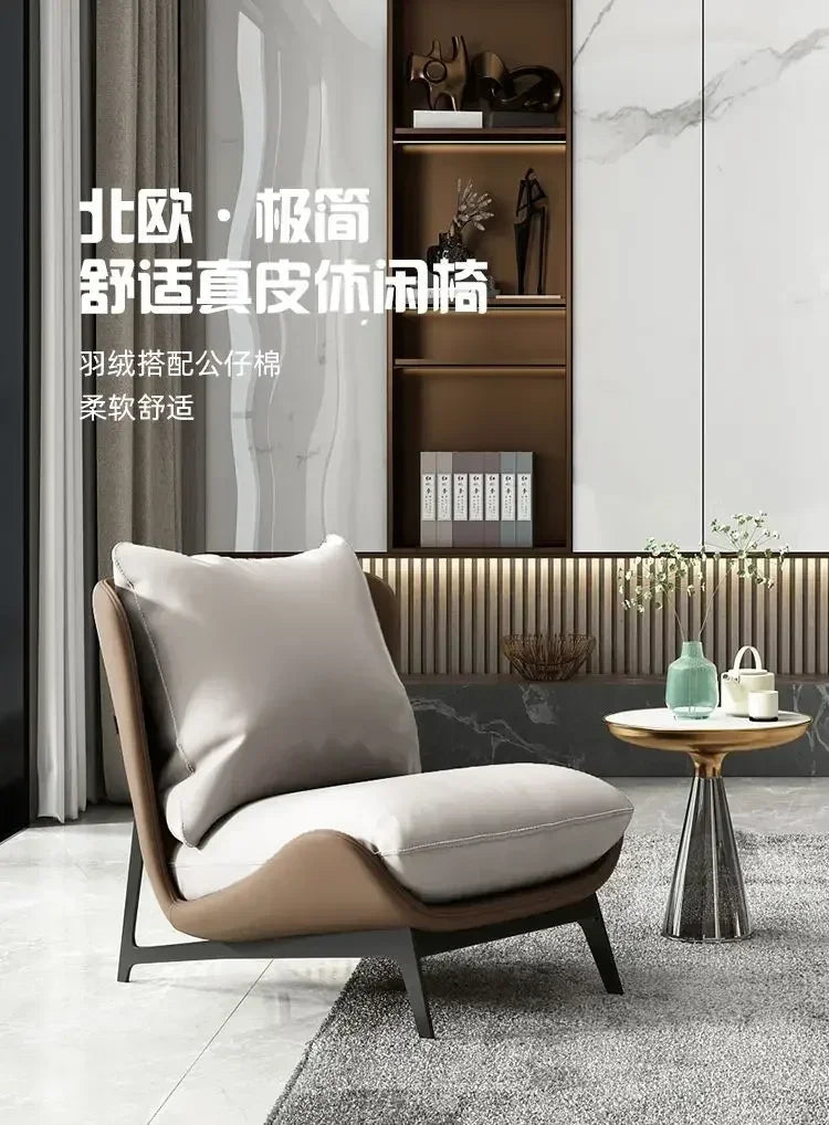 Chic and Contemporary Nordic Chair for Cozy Living Room Lounging Minimalist Single Seat Sofa with Artistic Touch for Balcony