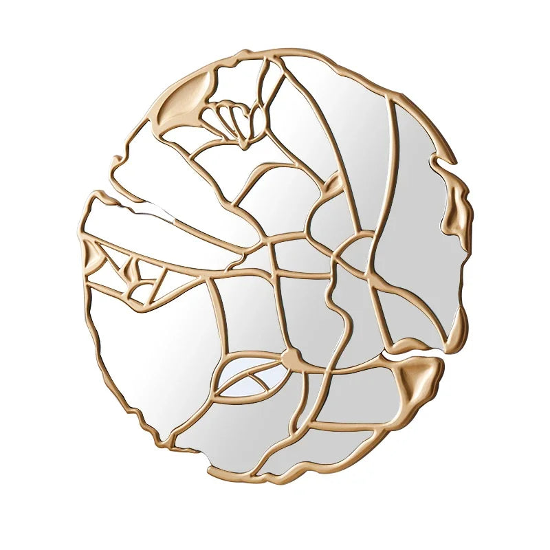 Nordic Luxury Shower Mirror Round Wall Arts Gold Bathroom Mirrors Large Room Design Modern Home Miroir Mural Decoration Mirror