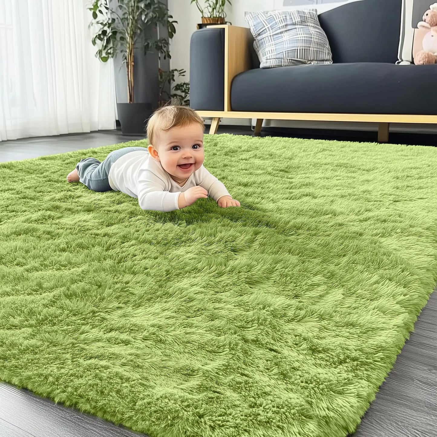Olanly Large Area Rugs For Living Room Bedroom Soft Fluffy Shaggy Bedside Rug Indoor Floor Plush Carpet for Kids Dorm Home Decor
