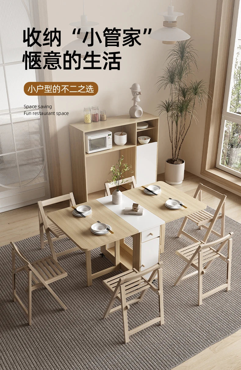 Folding Dining Table Set 6 Chairs Luxury Vintage Square Dining Table Extensio Nordic Mesas Y Sillas De Comedor Kitchen Furniture