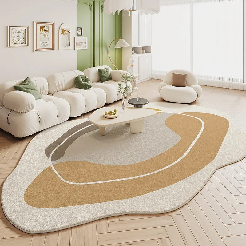 Green Cream Rugs for Bedroom Large Area Living Room Decoration Irregular Shape Carpet Soft Fluffy Lounge Rug Anti-slip Study Mat