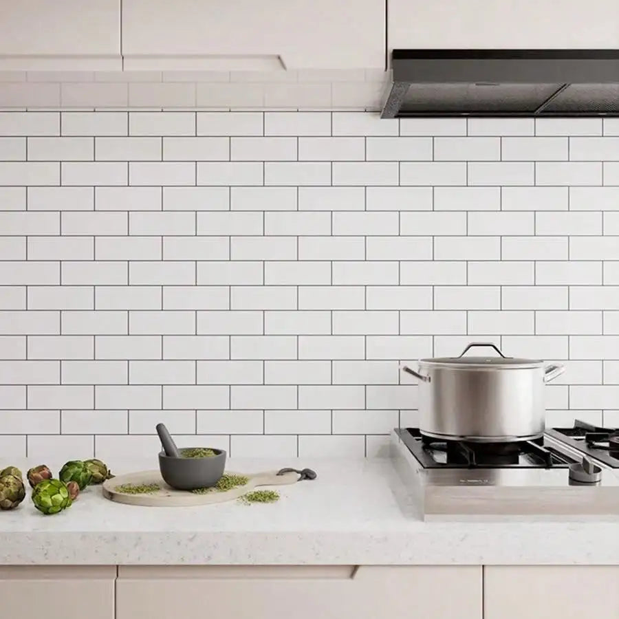 White/Black Brick Waterproof Oil-Proof Wallpaper for Kitchen Countertop Cabinet Decor Self Adhesive Removable Wall Stickers