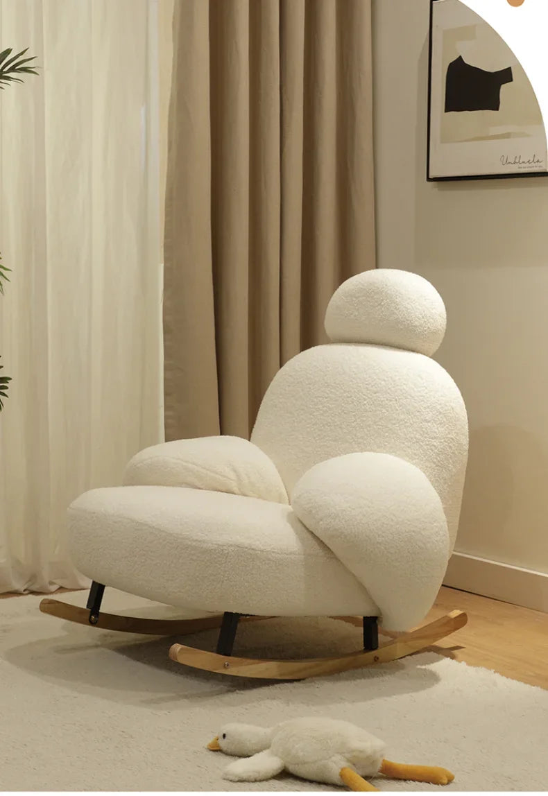 Home Cream Style Living Room Balcony Leisure Lazy Sofa, Light Luxury Bedroom Recliner, Nordic Rocking Chair, Housewarming Gift