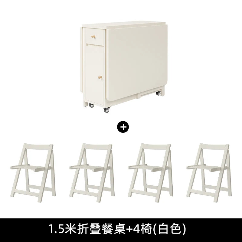 Folding Dining Table Set 6 Chairs Luxury Vintage Square Dining Table Extensio Nordic Mesas Y Sillas De Comedor Kitchen Furniture