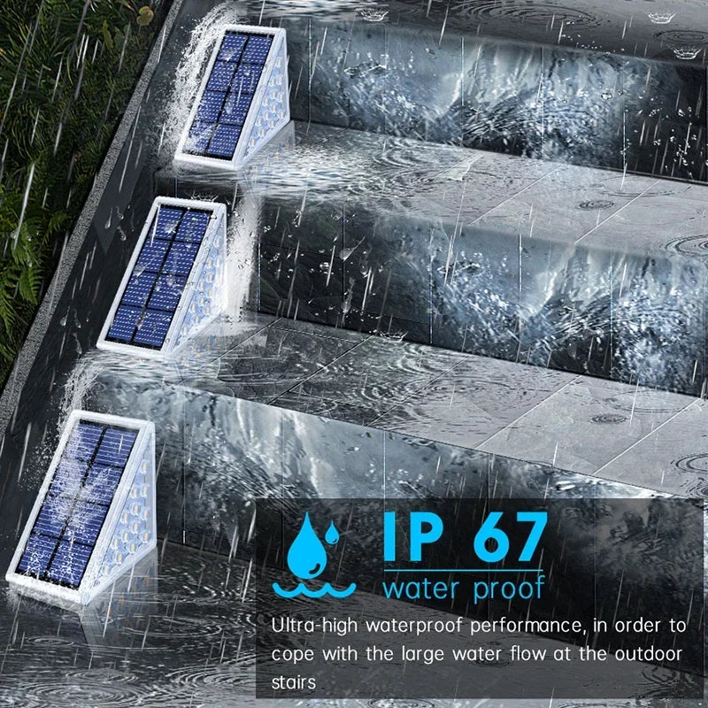6pcs LED Step Lamp Stair Light Outdoor IP67 Waterproof Solar Light With Lens Anti-theft Decor Lighting For Garden Deck Path