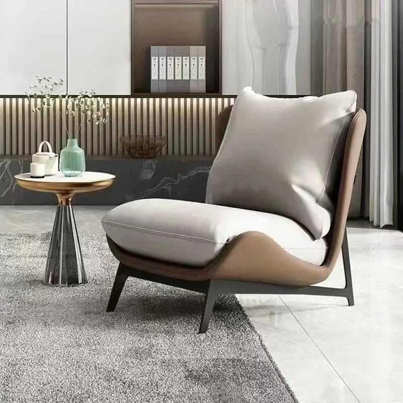 Chic and Contemporary Nordic Chair for Cozy Living Room Lounging Minimalist Single Seat Sofa with Artistic Touch for Balcony