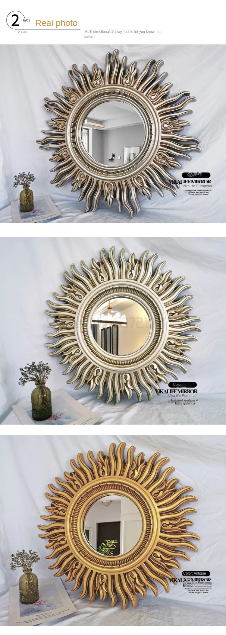 Sun Apollo Art Wall Mirror Decorative Bathroom Accessory Unique Champion Designs Reflective Art Piece Elegant Wall Decor