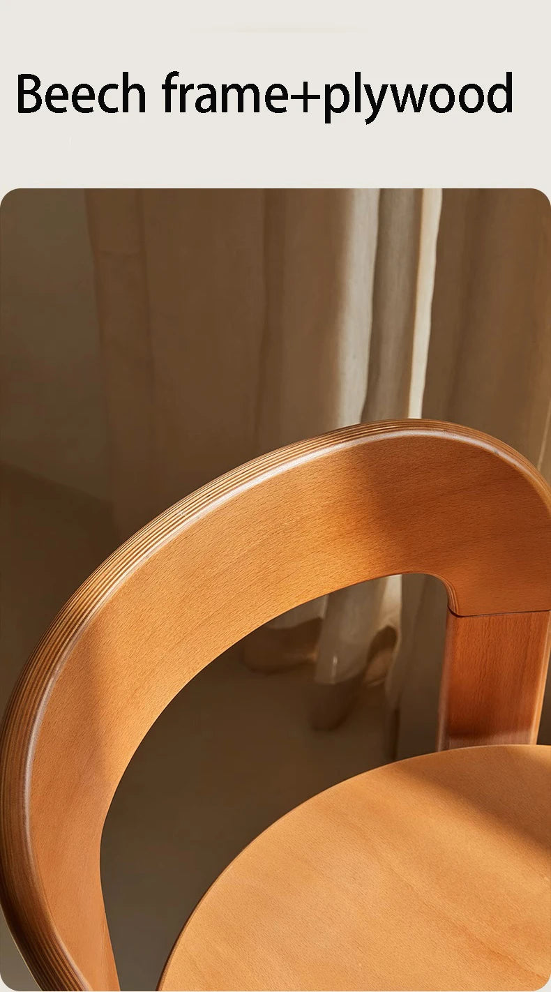 Nordic Beech Solid Wood Plywood Dining Stackable Vintage Curved Rey Backrest Swiss Chair