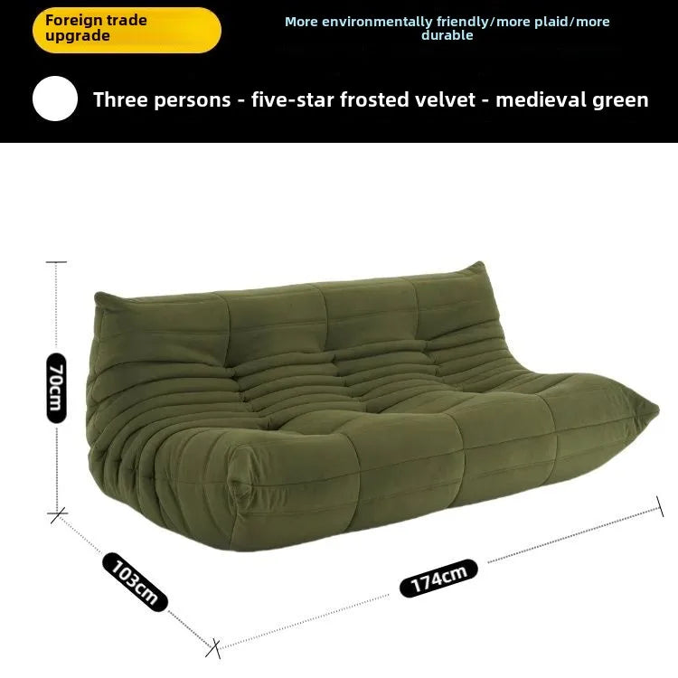 Fashion freehand space original first layer cowhide three-person Italian minimalist Togo caterpillar lazy sofa