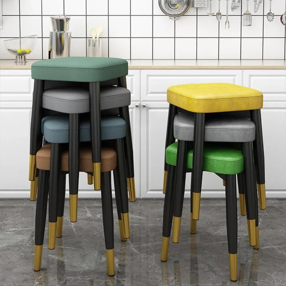 Dining Chair Living Room Leatherwear Latex Version Light Luxury Chair Dining Room Thickening Stable Leatherwear Square Stools