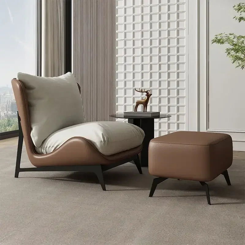 Chic and Contemporary Nordic Chair for Cozy Living Room Lounging Minimalist Single Seat Sofa with Artistic Touch for Balcony
