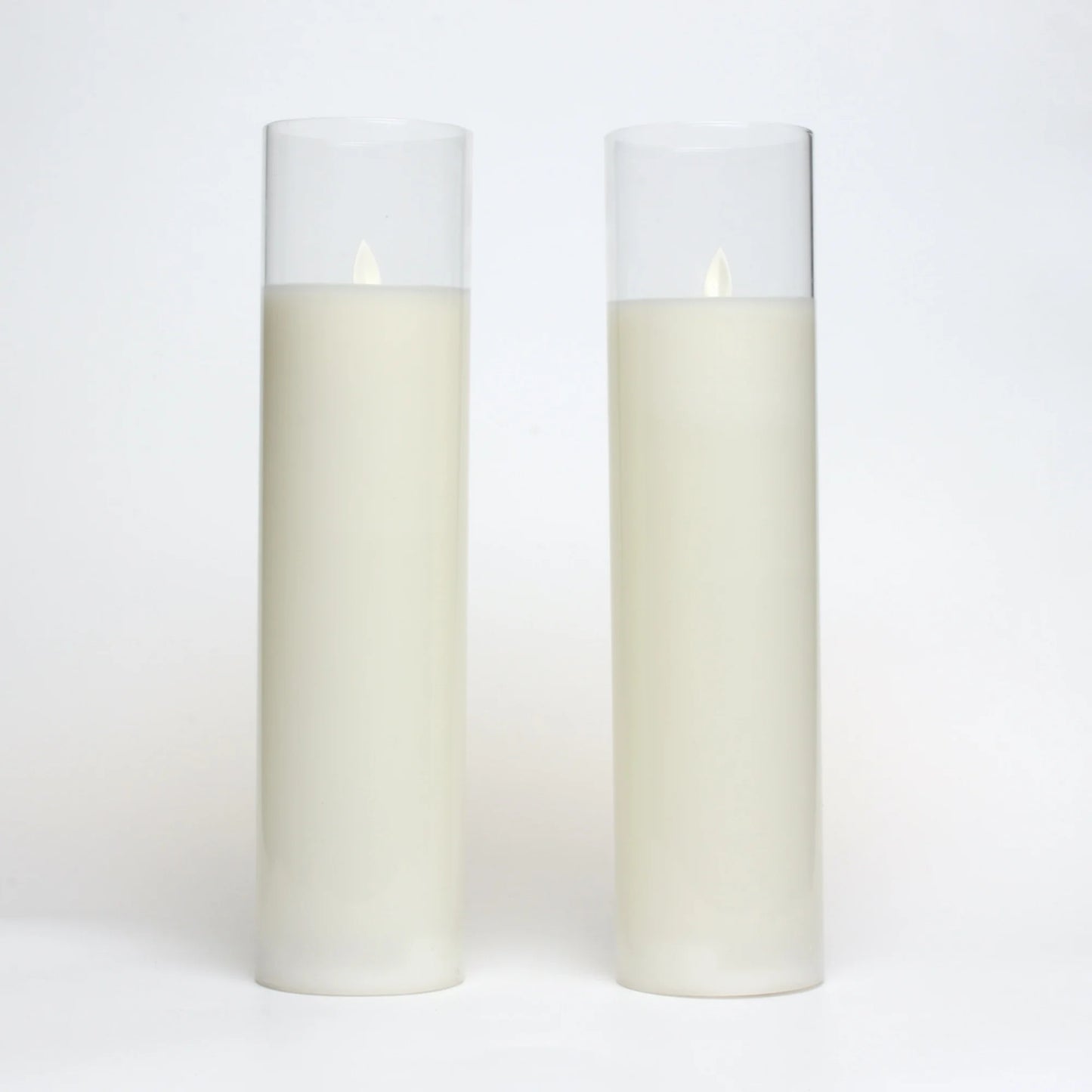 LED Candles with Remote Control Cycling Timer 8" 10" 12" Glass Flameless Candles Battery Operated Real Wax Pillars Glass