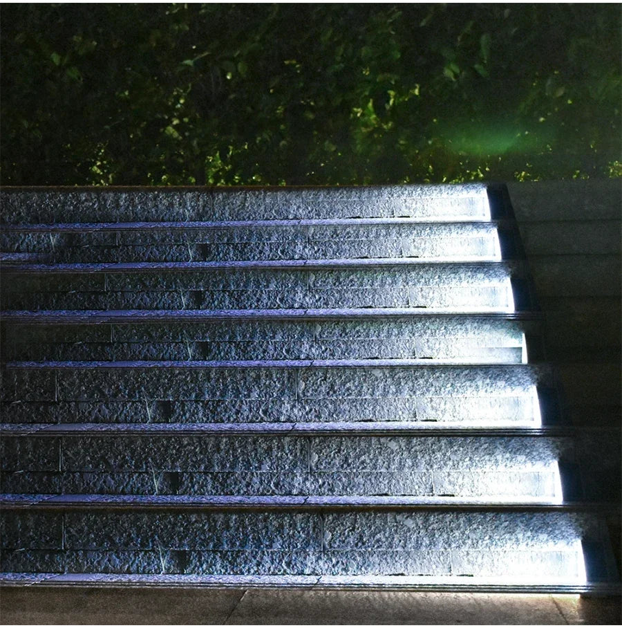 6pcs LED Step Lamp Stair Light Outdoor IP67 Waterproof Solar Light With Lens Anti-theft Decor Lighting For Garden Deck Path