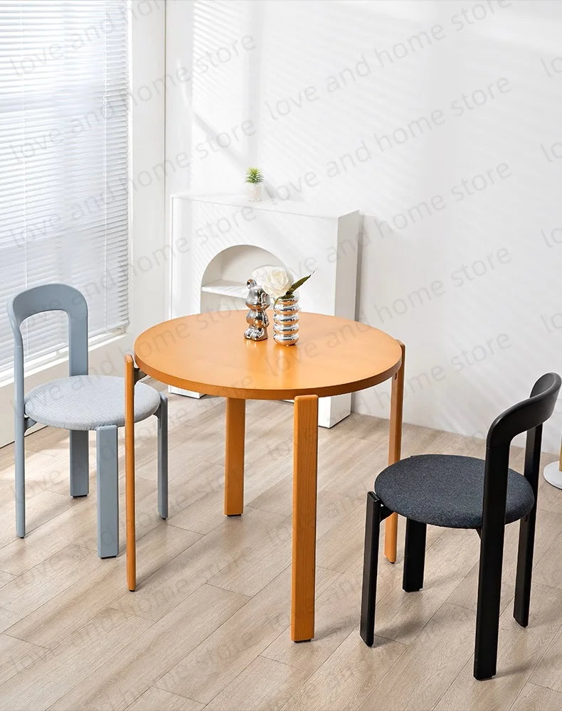 Nordic Beech Solid Wood Plywood Dining Stackable Vintage Curved Rey Backrest Swiss Chair