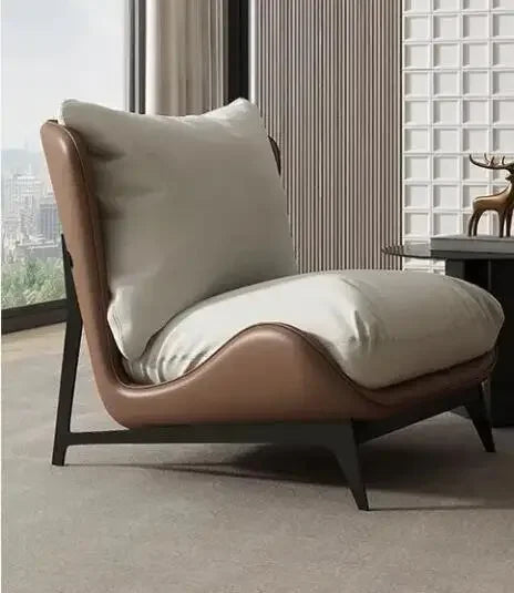 Chic and Contemporary Nordic Chair for Cozy Living Room Lounging Minimalist Single Seat Sofa with Artistic Touch for Balcony