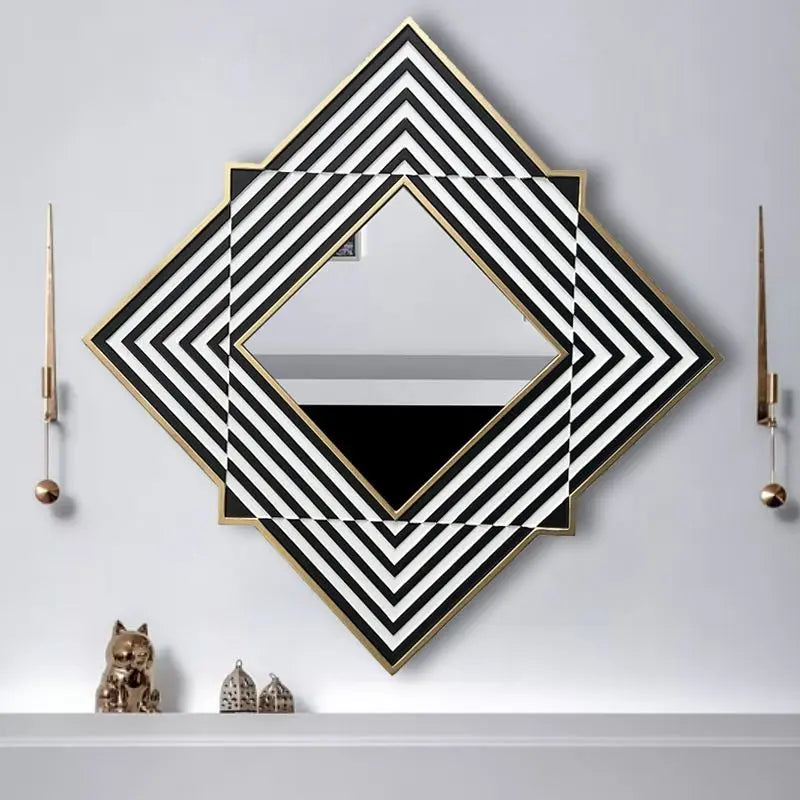 Nordic Wrought Iron Study Decorative Mirrors Modern Fitting Room Wall Hanging Mirror Simple Restaurant Kitchen Square Pendant