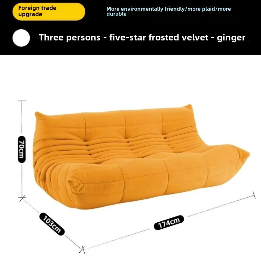 Fashion freehand space original first layer cowhide three-person Italian minimalist Togo caterpillar lazy sofa