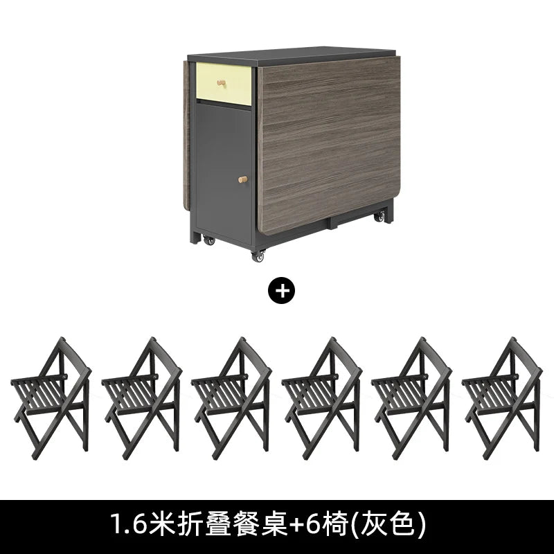 Folding Dining Table Set 6 Chairs Luxury Vintage Square Dining Table Extensio Nordic Mesas Y Sillas De Comedor Kitchen Furniture