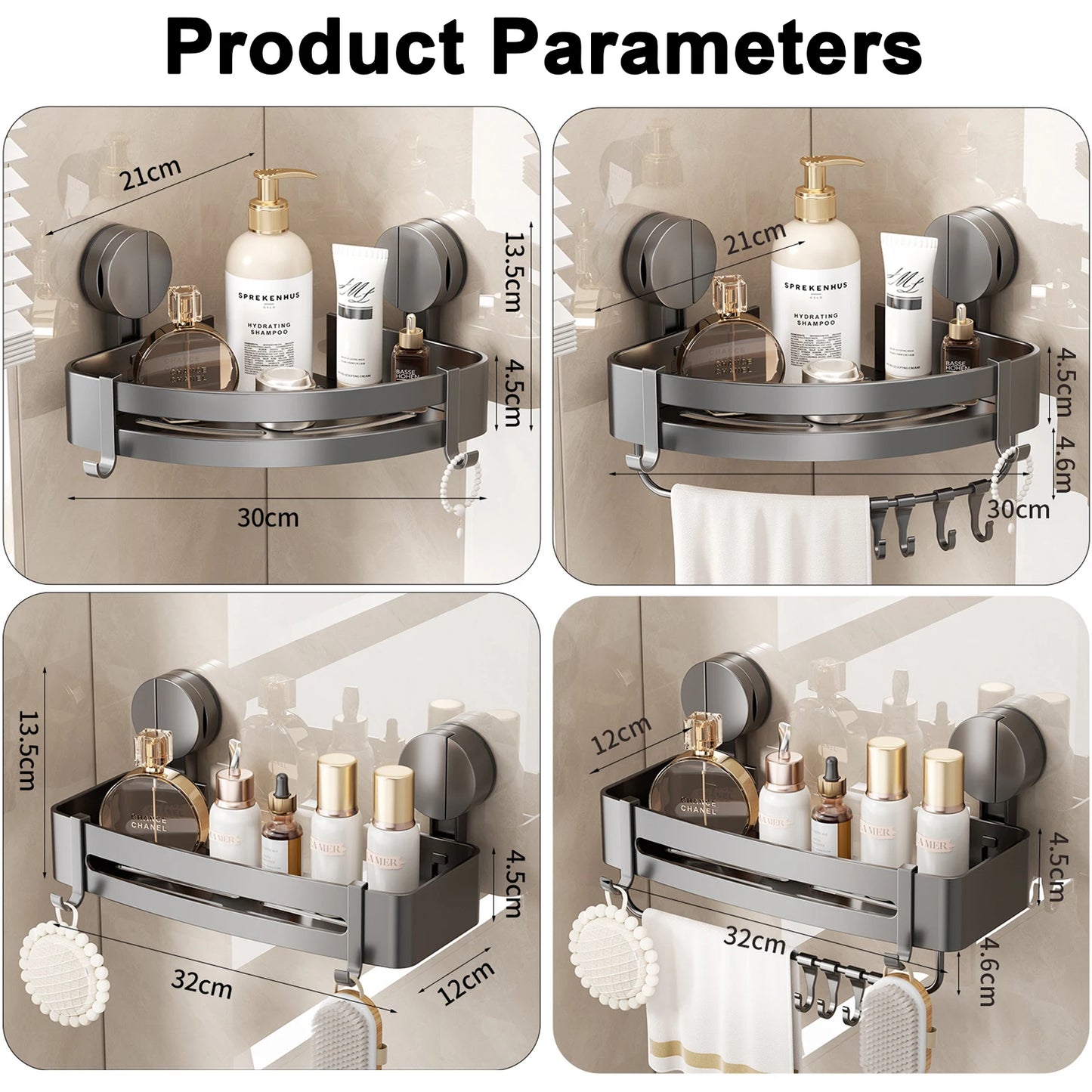 Bathroom Shelf for Shower Wall Mounted Shampoo Bottle Orangizer Shower Corner Rack Storage Punch-free Bathroom Accessories