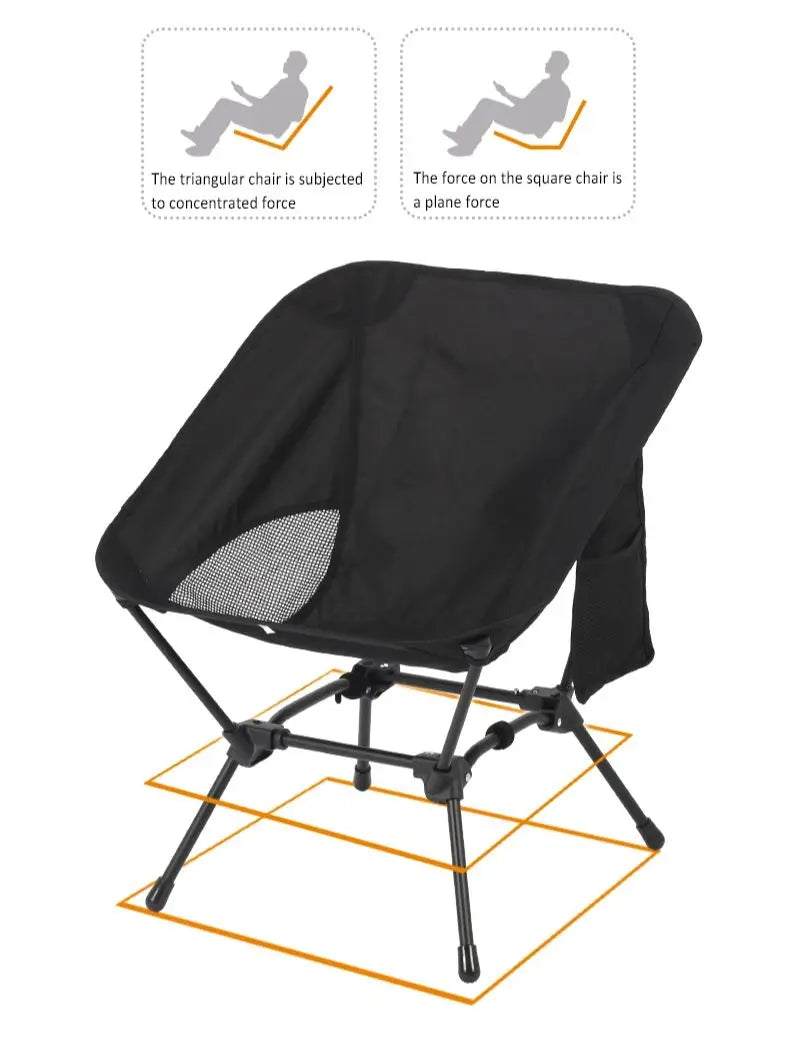 Square Structure Beach Fishing Stool, Convenient Four-Corner Camping Folding Chair, Lightweight Iron Tube Moon Chair