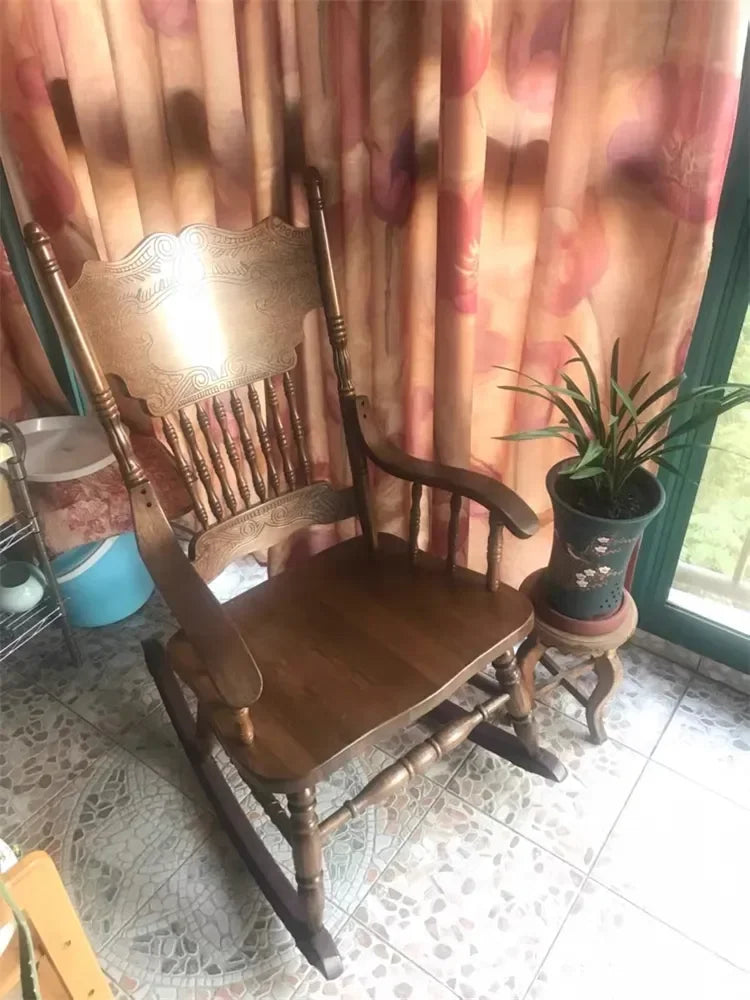 American Living Room Rocking Chairs Furniture Home Balcony Leisure Back Armchair for Adults Retro Homestay Dormitory Recliner Z