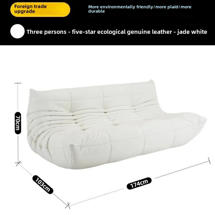 Fashion freehand space original first layer cowhide three-person Italian minimalist Togo caterpillar lazy sofa
