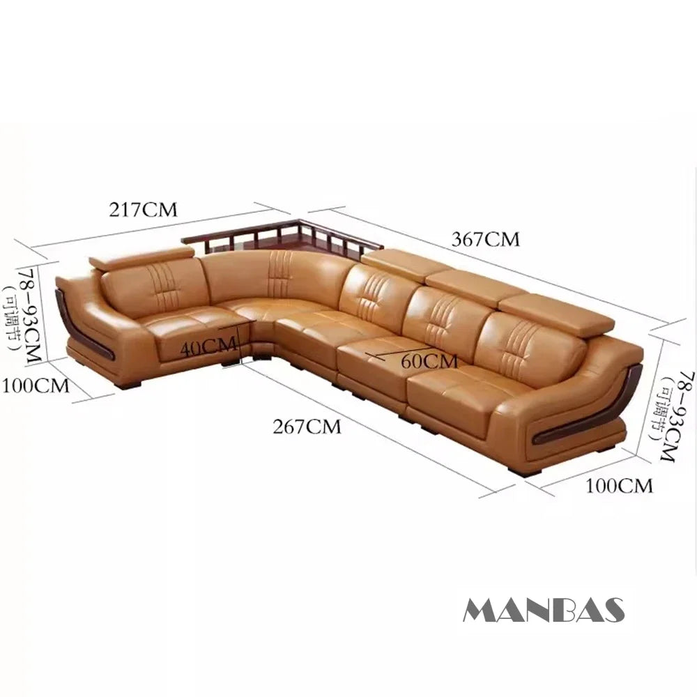 Linlamlim Premium Italian Genuine Leather Sofa Set Big Sectional Couch Living Room Sofas With Adjustable Headrest Home Furniture