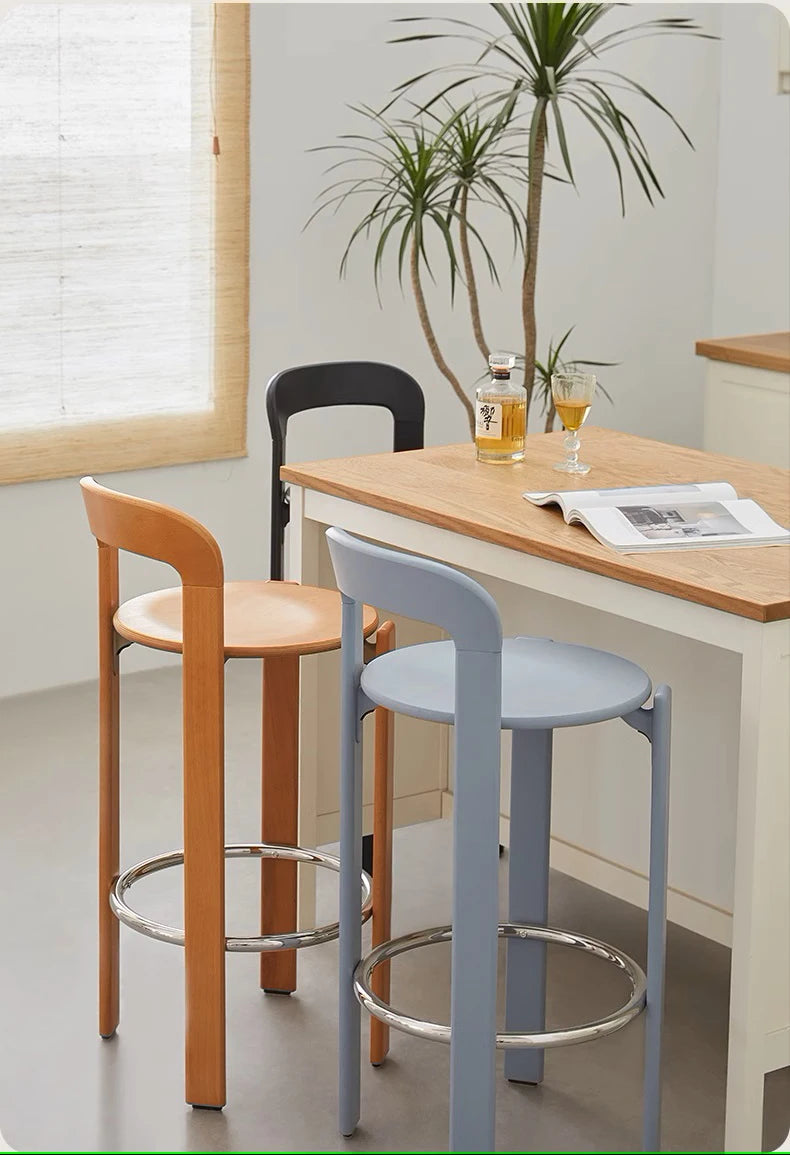 Nordic Beech Solid Wood Plywood Dining Stackable Vintage Curved Rey Backrest Swiss Chair
