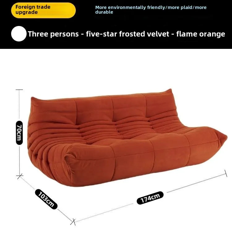 Fashion freehand space original first layer cowhide three-person Italian minimalist Togo caterpillar lazy sofa