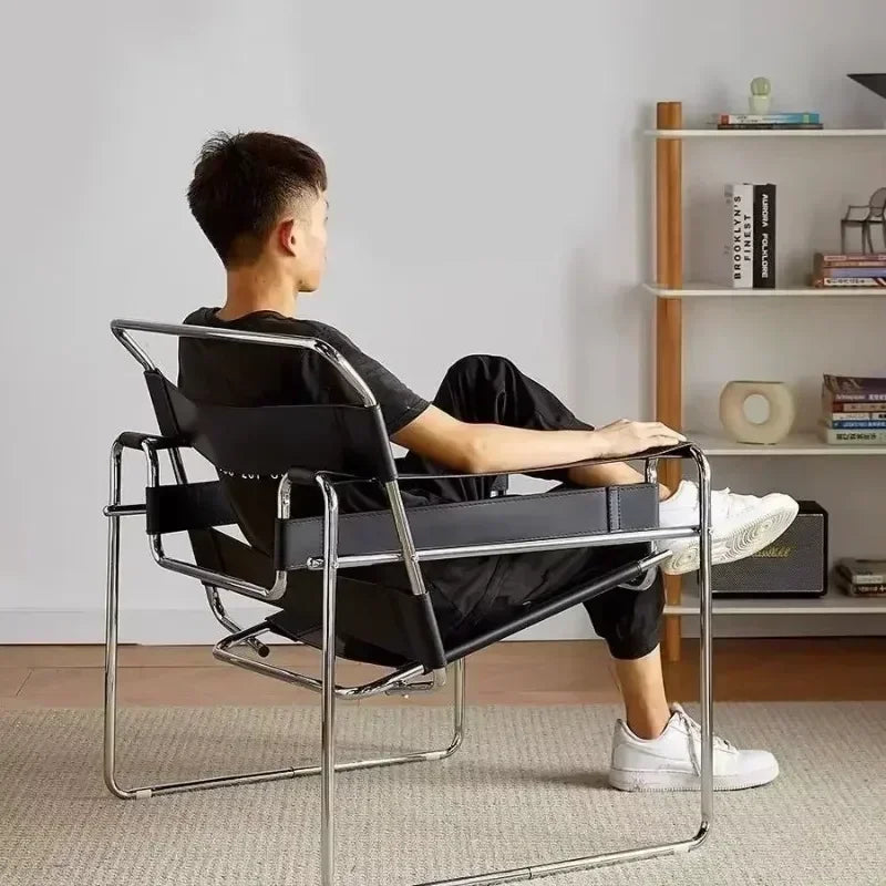 Nordic Vassili Leisure Chair Single Chair Medieval Industrial Style Network Red Bauhaus Saddle Leather Simple Photo Furniture