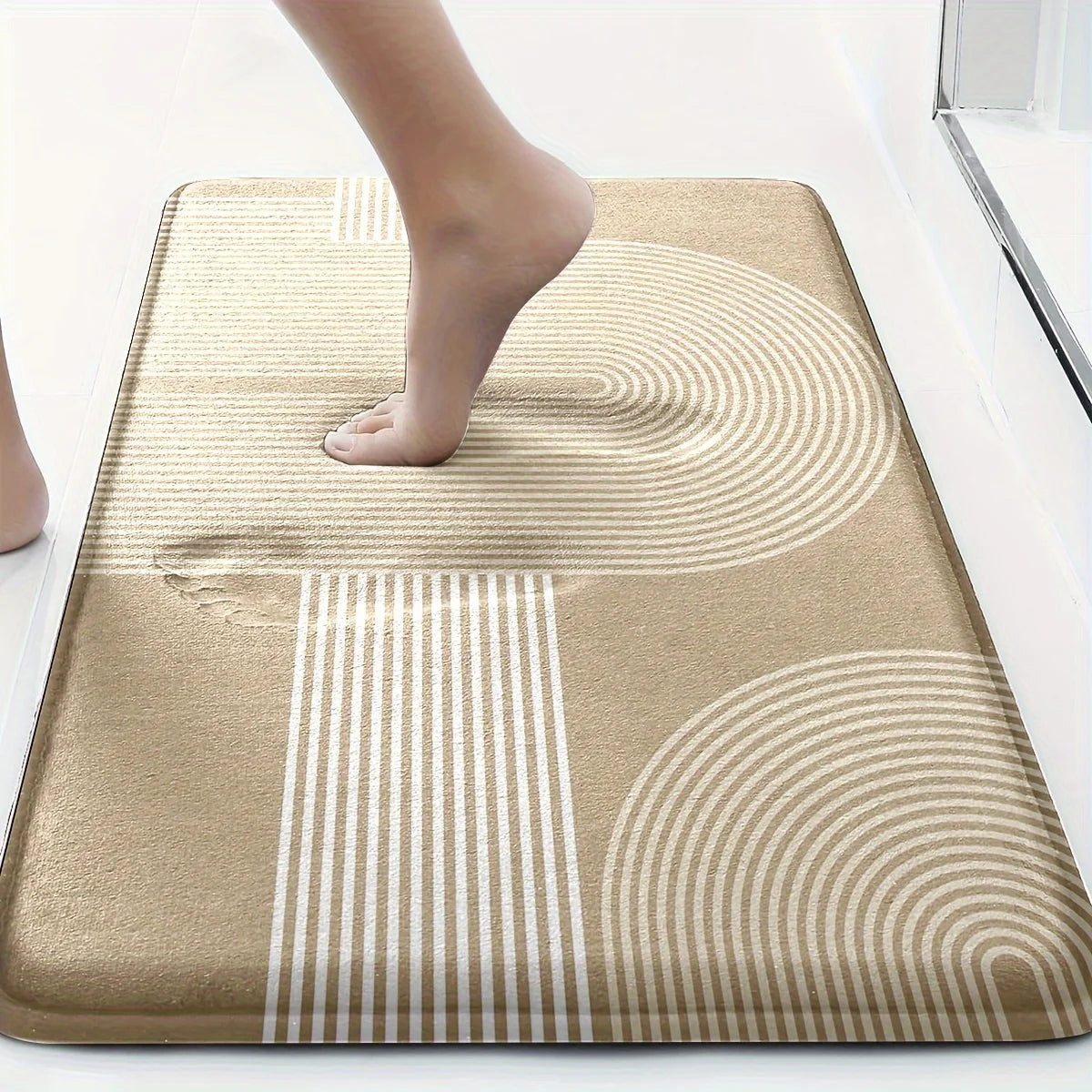 3 Piece Scandinavian Bathroom Mat Set - Non-Slip Washable Rug with Toilet Seat Cover and Contour Mat for Bathroom Decor