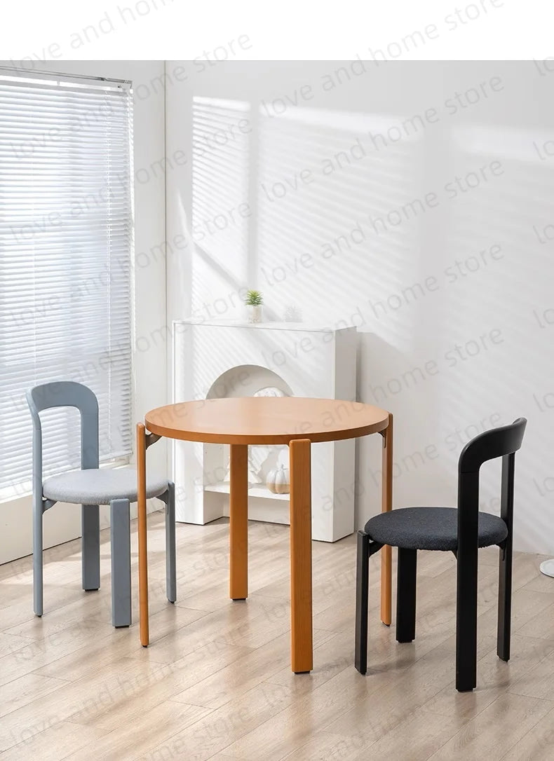 Nordic Beech Solid Wood Plywood Dining Stackable Vintage Curved Rey Backrest Swiss Chair
