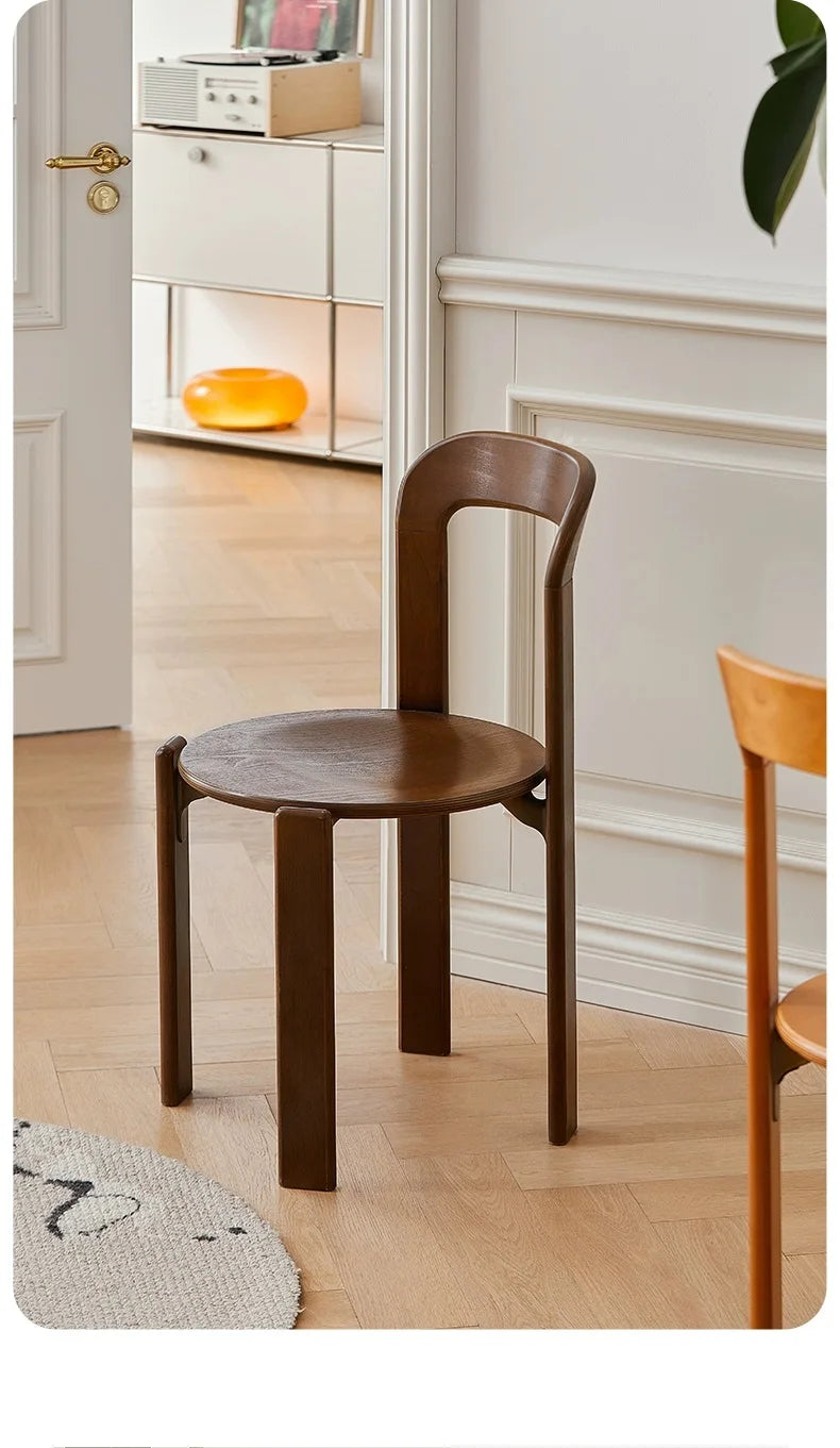 Nordic Beech Solid Wood Plywood Dining Stackable Vintage Curved Rey Backrest Swiss Chair