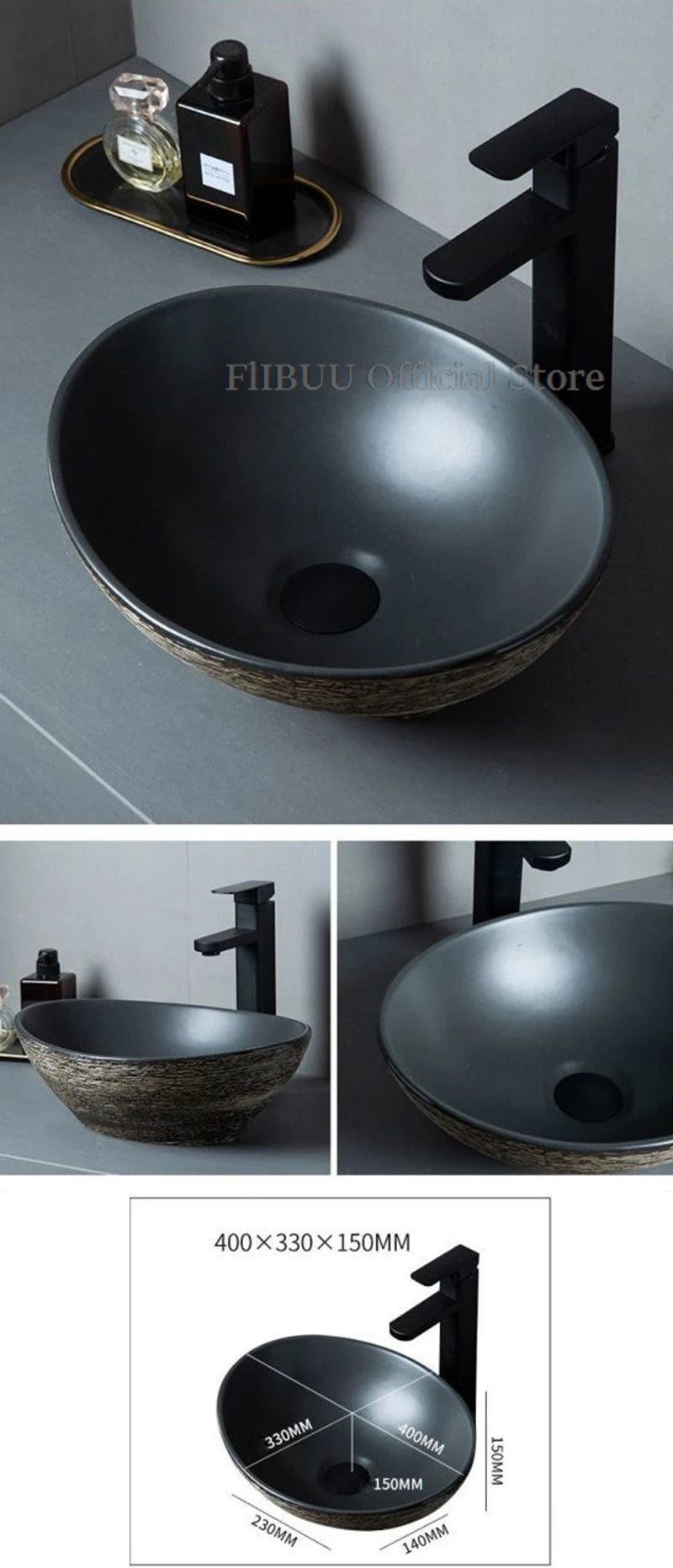 Ceramic Bathroom Vessel Sink Bowl Above Counter Art Single Sink Drain Lavatory Wash Hand Basin Household Countertop Wash Basin