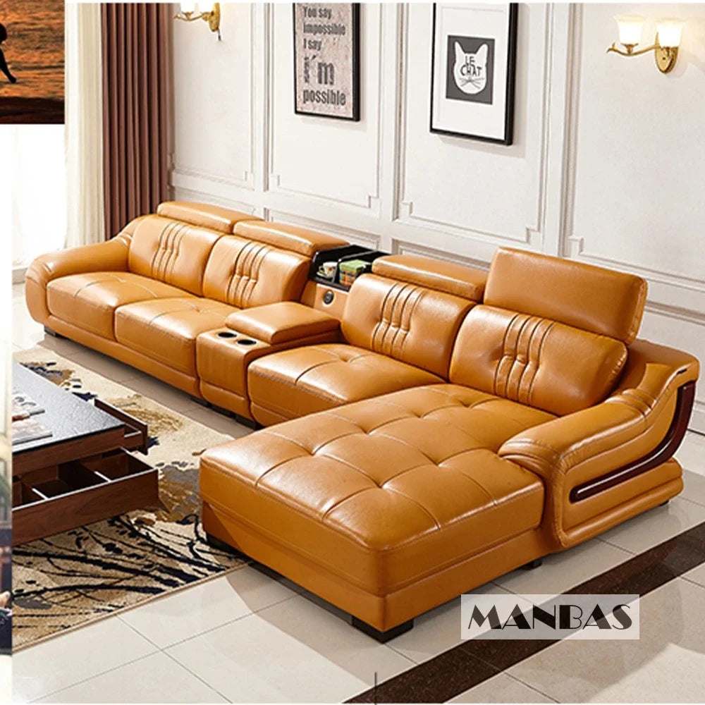 Linlamlim Premium Italian Genuine Leather Sofa Set Big Sectional Couch Living Room Sofas With Adjustable Headrest Home Furniture