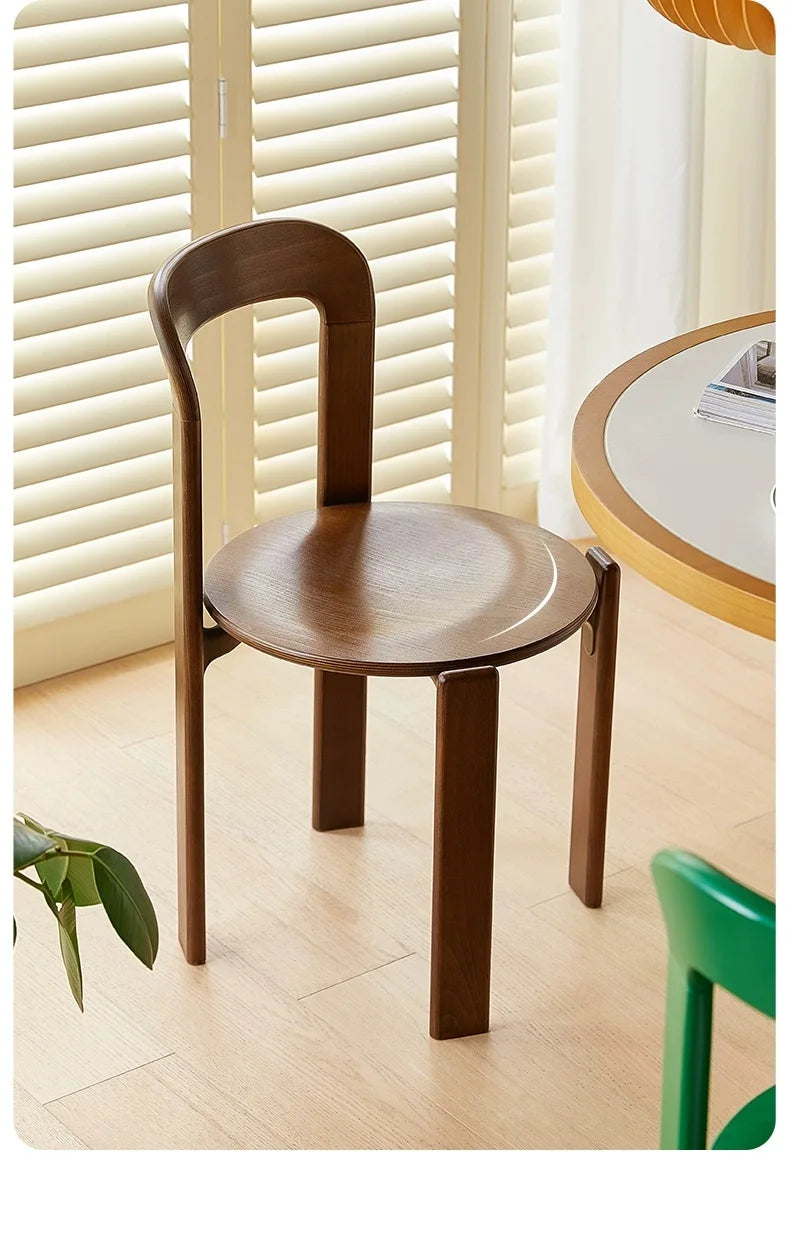 Nordic Beech Solid Wood Plywood Dining Stackable Vintage Curved Rey Backrest Swiss Chair