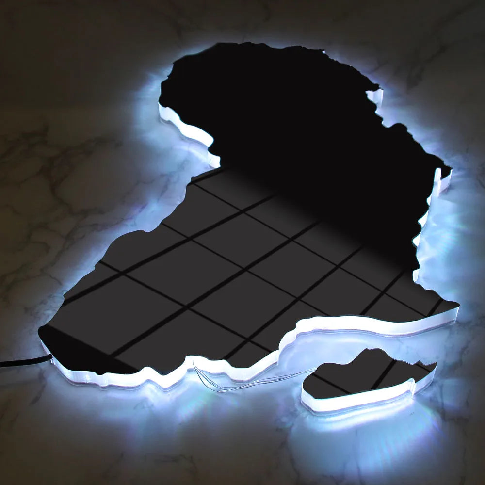 Map Of Africa Light Up Neon Sign For Bedroom Office Glowing African Map Geography Luminous Wall Mirror LED Lighting Home Decor