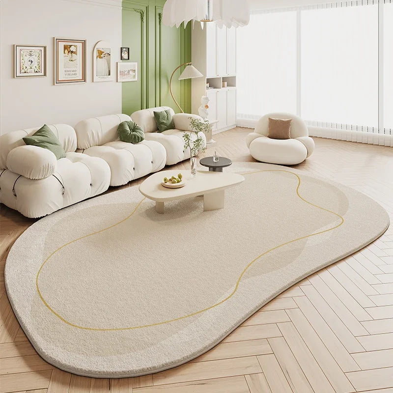 Green Cream Rugs for Bedroom Large Area Living Room Decoration Irregular Shape Carpet Soft Fluffy Lounge Rug Anti-slip Study Mat