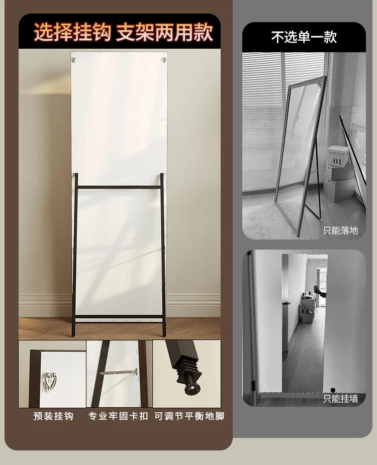 Square Wooden Mirror Garden Art Modern Full Body Standing Mirror Bedroom Floor Girls Rattan Espelhos Living Room Decorations