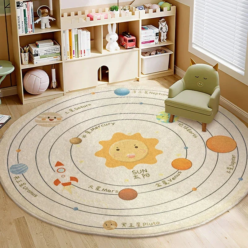 Cartoon Style Bedroom Decor lion pattern Carpet Cute Round Carpets for Living Room Thick Plush bedside Rug Fluffy Soft Floor Mat