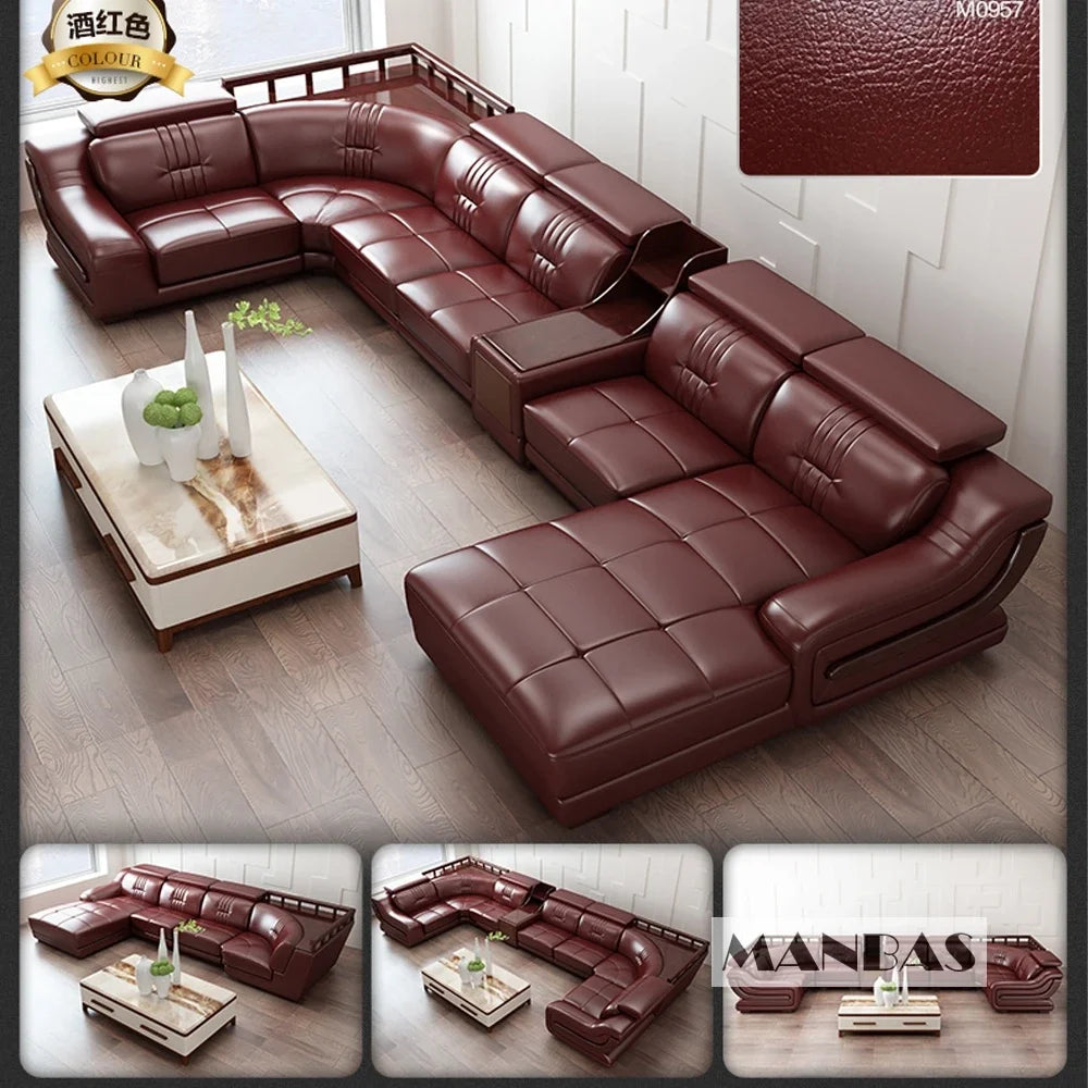 Linlamlim Premium Italian Genuine Leather Sofa Set Big Sectional Couch Living Room Sofas With Adjustable Headrest Home Furniture