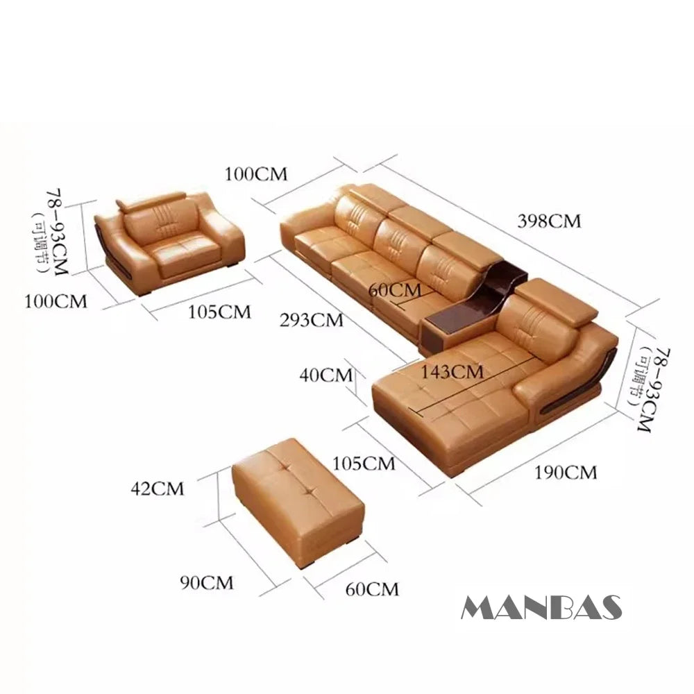 Linlamlim Premium Italian Genuine Leather Sofa Set Big Sectional Couch Living Room Sofas With Adjustable Headrest Home Furniture