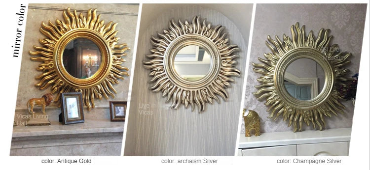 Sun Apollo Art Wall Mirror Decorative Bathroom Accessory Unique Champion Designs Reflective Art Piece Elegant Wall Decor